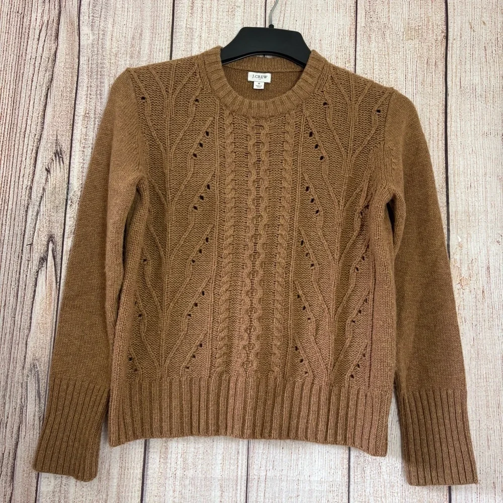 J.crew Womens Pointelle Cable-front Pullover Wool blend Sweaters small